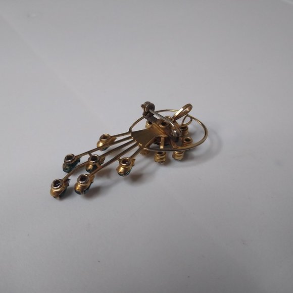 Vintage Blue And Gold Decorative Brooch Pin - Picture 7 of 13